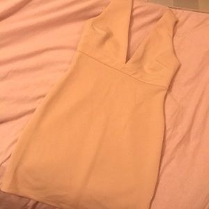 Peach tight vneck dress